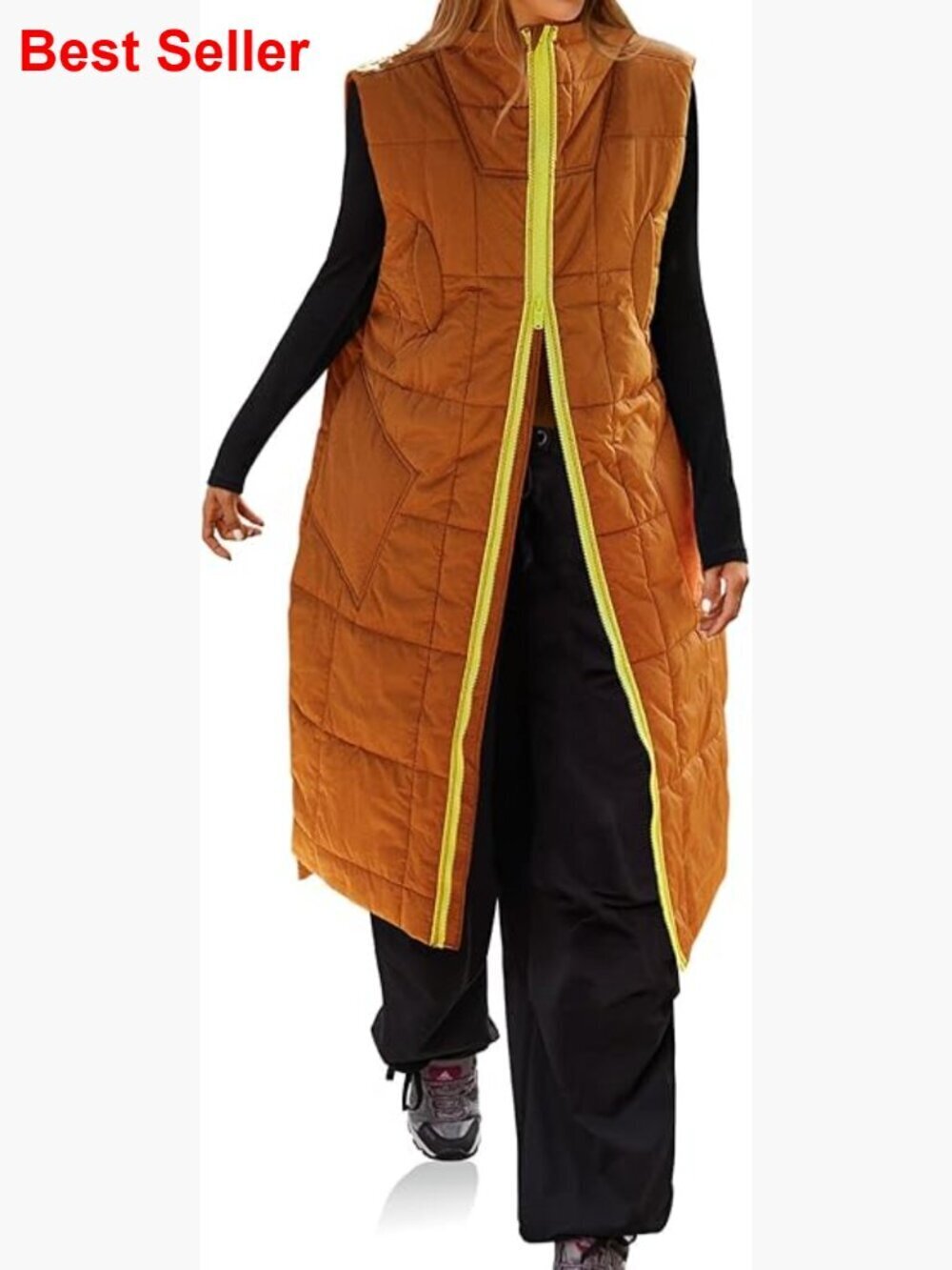 Long Quilted Puffer Vest Lightweight Sleeveless Packable Coat